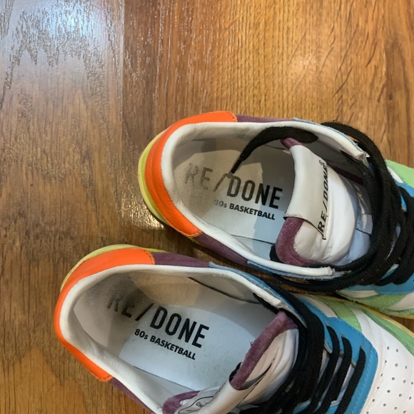 SOLD Re/done 80s Basketball Shoes in rainbow coloured genuine leather - Picture 5 of 7